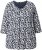 Ulla Popken Floral 3/4 Sleeve V-Neck A-Line Tee Navy - Tricouri - 
