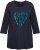 Ulla Popken Peace Love Life 3/4 Sleeve Graphic Tee Navy - Tricouri - 