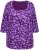 Ulla Popken Scribble Print Square Neck 3/4 Sleeve Tee Violet - Tricouri imprimate pentru femei - 