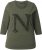 Ulla Popken Textured Lettering 3/4 Sleeve Tee Olive - Tricouri imprimate pentru femei - 