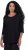 Ulla Popken Flower Epaulet 3/4 Sleeve Top Black - Tricouri imprimate pentru femei - 