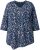 Ulla Popken Ribbon Print 3/4 Sleeve Asymmetric Tee Navy - Tricouri imprimate pentru femei - 