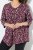Ulla Popken Ribbon Print 3/4 Sleeve Asymmetric Tee Plum - Tricouri imprimate pentru femei - Tricouri cu imprimeu pentru femei