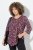 Ulla Popken Ribbon Print 3/4 Sleeve Asymmetric Tee Plum - Tricouri imprimate pentru femei - Tricouri cu imprimeu pentru femei
