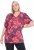 Ulla Popken Quick Drying Flower Print Short Sleeve Tee Dark Cherry - Tricouri imprimate pentru femei - 