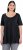 Ulla Popken Essential Front Pleat Tee Black - Tricouri - 