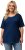 Ulla Popken Cold Dye Ruffle Edge Pocket Tee Dark Blue - Tricouri - 