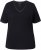 Ulla Popken Satin Trimmed Ribbed Jersey Short Sleeve T-Shirt Black - Tricouri - 