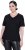 Ulla Popken Satin Trimmed Ribbed Jersey Short Sleeve T-Shirt Black - Tricouri - 
