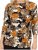 Scandinavian Caramel Flowers Blouse Orange and Brown - Tricouri imprimate pentru femei - 