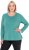 Ulla Popken Basic Round Neck Long Sleeve Slim Fit Cotton Tee Green - Tricouri - 
