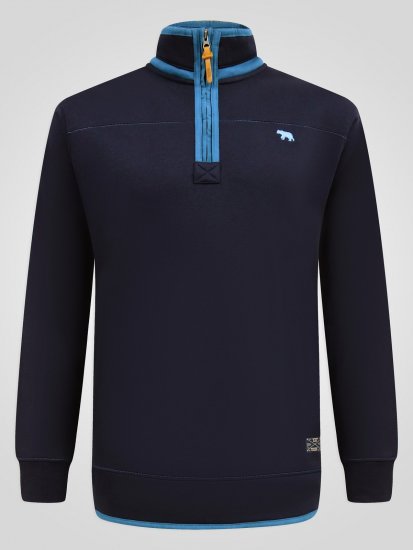 D555 Conway 2 1/4 Zip Neck Fleece Sweatshirt With Bear Logo Albastru marin - Pulovere & hanorace - Pulovere & Hanorace Bărbați Mărimi Mari
