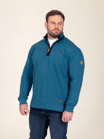 D555 Conway 1 1/4 Zip Neck Fleece Sweatshirt With Bear Logo Teal - Pulovere & hanorace - Pulovere & Hanorace Bărbați Mărimi Mari