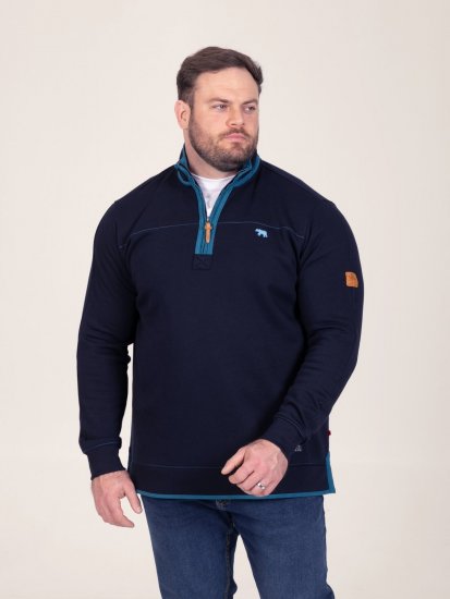 D555 Conway 2 1/4 Zip Neck Fleece Sweatshirt With Bear Logo Albastru marin - Pulovere & hanorace - Pulovere & Hanorace Bărbați Mărimi Mari