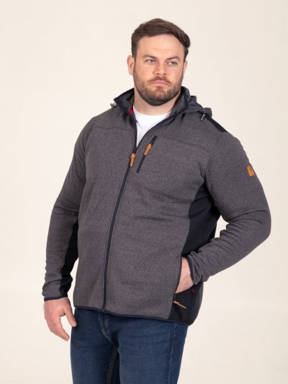 D555 Conrad Detachable Hood Bonded Fleece Zip Through Hoody TALL Albastru marin - TALL pulovere - Bluze și hanorace TALL