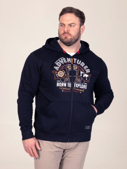 D555 Hector Adventurer Printed Zip Through Hoody Albastru marin - Pulovere & hanorace - Pulovere & Hanorace Bărbați Mărimi Mari