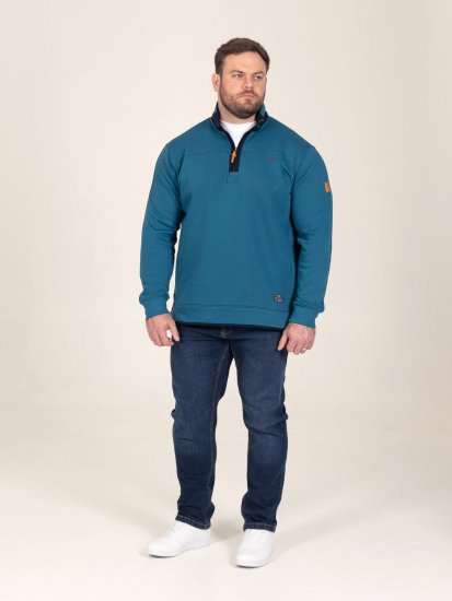 D555 Conway 1 1/4 Zip Neck Fleece Sweatshirt With Bear Logo Teal - Pulovere & hanorace - Pulovere & Hanorace Bărbați Mărimi Mari