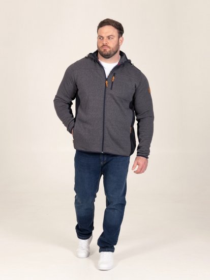 D555 Conrad Detachable Hood Bonded Fleece Zip Through Hoody TALL Albastru marin - TALL pulovere - Bluze și hanorace TALL