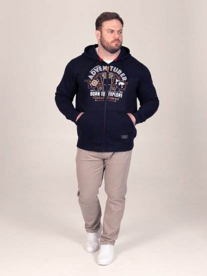 D555 Hector Adventurer Printed Zip Through Hoody Albastru marin - Pulovere & hanorace - Pulovere & Hanorace Bărbați Mărimi Mari