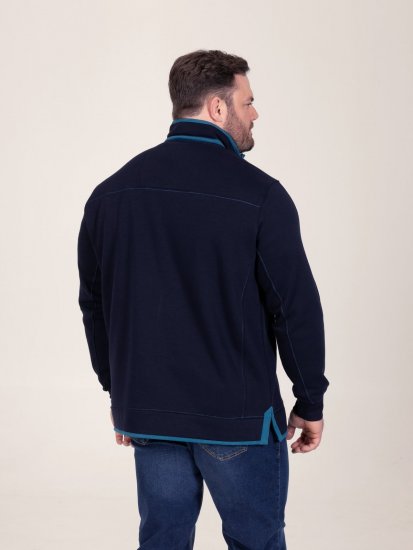 D555 Conway 2 1/4 Zip Neck Fleece Sweatshirt With Bear Logo Albastru marin - Pulovere & hanorace - Pulovere & Hanorace Bărbați Mărimi Mari