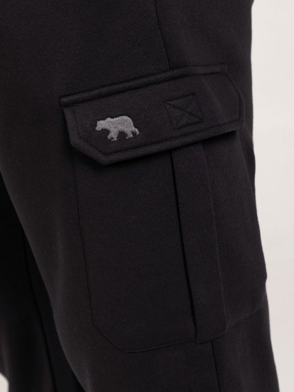 D555 Dexter 1 Cargo Jogger With Bear Embroidery Negru - Pantaloni trening - Pantaloni Trening Bărbați Mărimi Mari