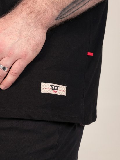 D555 Potts Jersey Polo With Jacquard Collar & Cuffs Negru - Tricouri polo - Tricouri Polo Bărbați Mărimi Mari