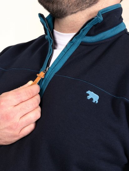 D555 Conway 2 1/4 Zip Neck Fleece Sweatshirt With Bear Logo Albastru marin - Pulovere & hanorace - Pulovere & Hanorace Bărbați Mărimi Mari