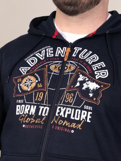 D555 Hector Adventurer Printed Zip Through Hoody Albastru marin - Pulovere & hanorace - Pulovere & Hanorace Bărbați Mărimi Mari