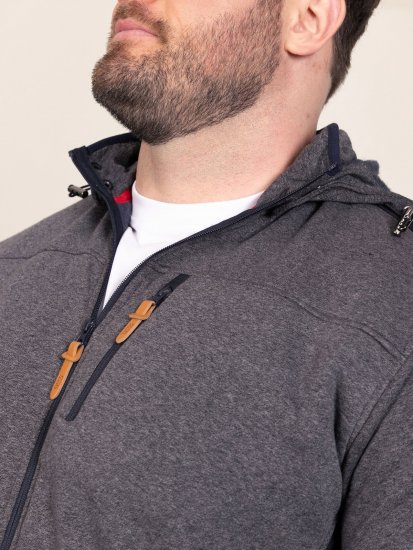 D555 Conrad Detachable Hood Bonded Fleece Zip Through Hoody TALL Albastru marin - TALL pulovere - Bluze și hanorace TALL