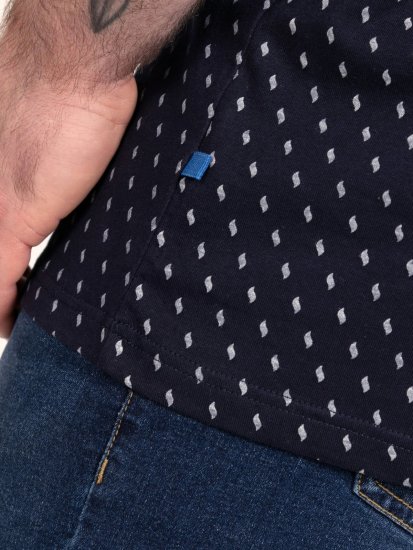 D555 Reid AOP Polo With Jacquard Collar, Pocket And Cuffs Albastru marin - Tricouri polo - Tricouri Polo Bărbați Mărimi Mari