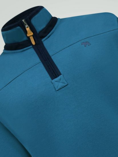 D555 Conway 1 1/4 Zip Neck Fleece Sweatshirt With Bear Logo Teal - Pulovere & hanorace - Pulovere & Hanorace Bărbați Mărimi Mari