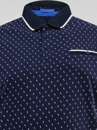 D555 Reid AOP Polo With Jacquard Collar, Pocket And Cuffs Albastru marin - Tricouri polo - Tricouri Polo Bărbați Mărimi Mari