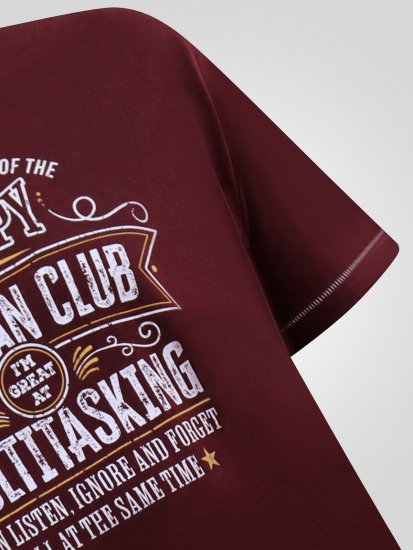 D555 Baldwin Grumpy Old Man Club Print Crew Neck T-shirt Burgundy/ Black Twist - Tricouri - Tricouri Bărbați Mărimi Mari