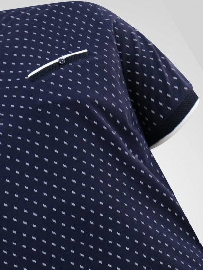 D555 Reid AOP Polo With Jacquard Collar, Pocket And Cuffs Albastru marin - Tricouri polo - Tricouri Polo Bărbați Mărimi Mari