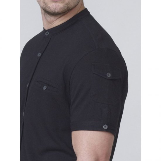 D555 Archer Collarless Shirt Black - Cămăși - Cămăși Bărbați Mărimi Mari