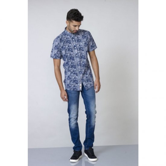 D555 Sheldon Hawaii Shirt Navy - Cămăși - Cămăși Bărbați Mărimi Mari