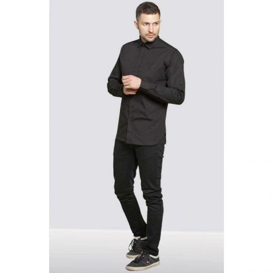 D555 Michael Couture Stretch Shirt Black - Cămăși - Cămăși Bărbați Mărimi Mari