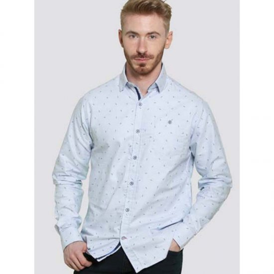 D555 Addington Printed Oxford Shirt Blue - Cămăși - Cămăși Bărbați Mărimi Mari