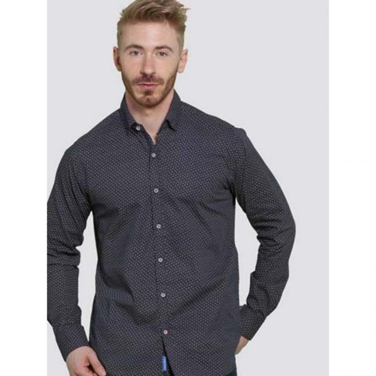 D555 Babworth Long Sleeve Shirt Navy - Cămăși - Cămăși Bărbați Mărimi Mari