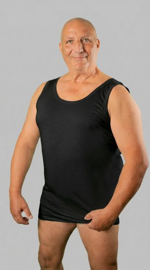 20 Nodi Crew Neck Tank Top in Combed Cotton Jersey Black - Lenjerie intimă & costum baie - Lenjerie Intimă Bărbați Mărimi Mari