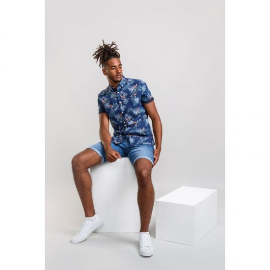 D555 Reuben Hawaii Shirt Navy - Cămăși - Cămăși Bărbați Mărimi Mari