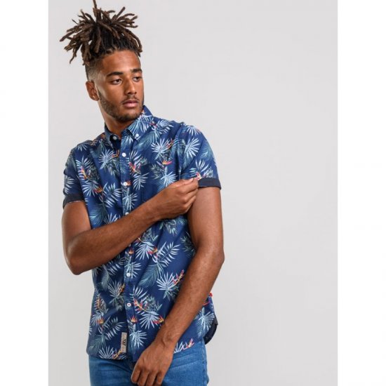 D555 Reuben Hawaii Shirt Navy - Cămăși - Cămăși Bărbați Mărimi Mari