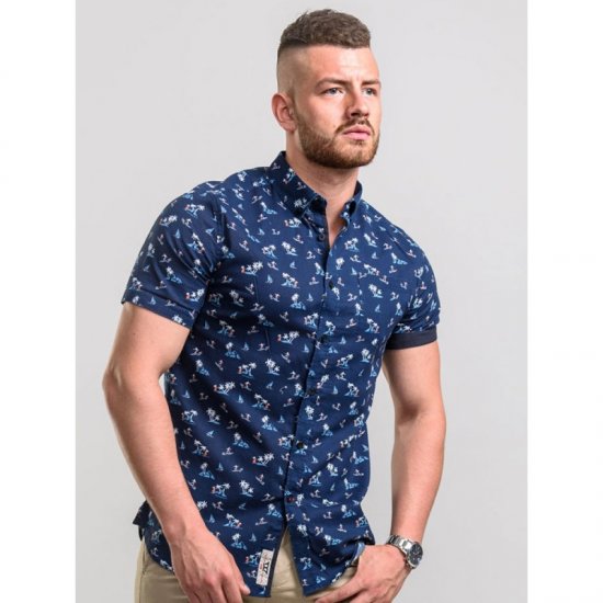D555 Davian Hawaii Shirt Navy - Cămăși - Cămăși Bărbați Mărimi Mari
