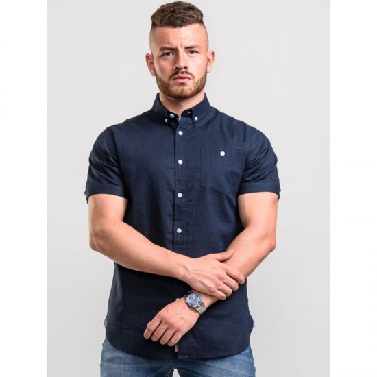 D555 Brixton Shirt Navy - Cămăși - Cămăși Bărbați Mărimi Mari
