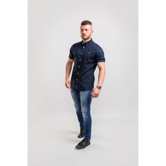 D555 Brixton Shirt Navy - Cămăși - Cămăși Bărbați Mărimi Mari