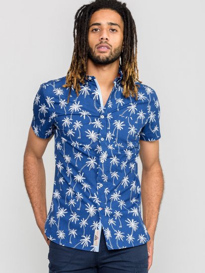 D555 BURLEY Palm Tree Print Shirt - Cămăși - Cămăși Bărbați Mărimi Mari