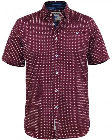 D555 Hillcrest S/S Micro Ao Print Shirt Burgundy - Cămăși - Cămăși Bărbați Mărimi Mari