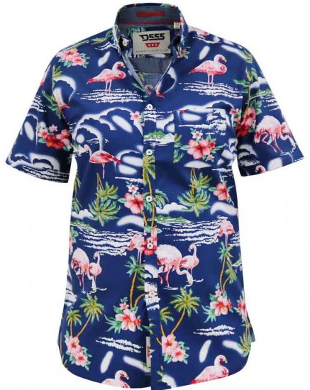 D555 Durham Flamingo Hawaiian Ao Print Shirt - Cămăși - Cămăși Bărbați Mărimi Mari