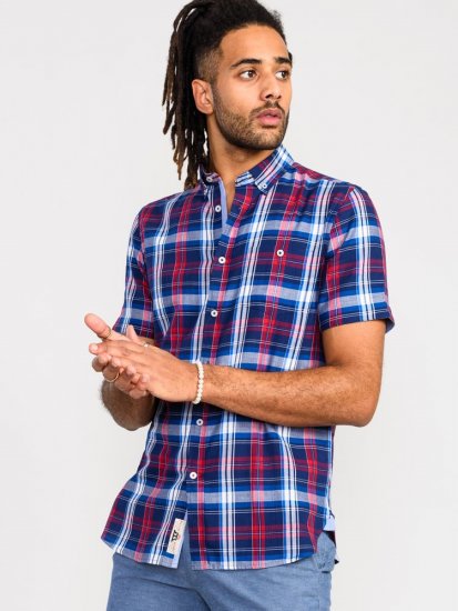 D555 Portland Check Button Down Collar S/S Shirt - Cămăși - Cămăși Bărbați Mărimi Mari