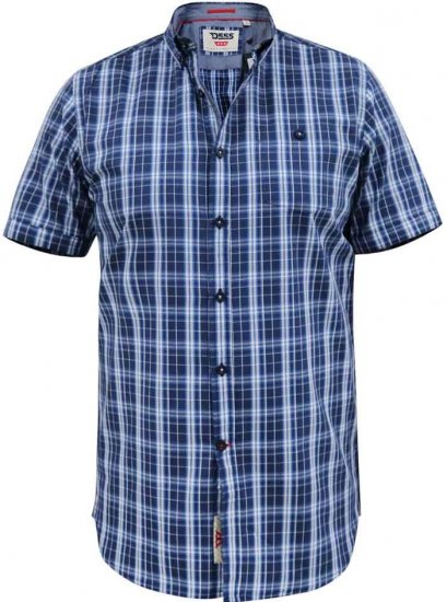 D555 Walcot Check Button Down Collar S/S Shirt Navy - Cămăși - Cămăși Bărbați Mărimi Mari
